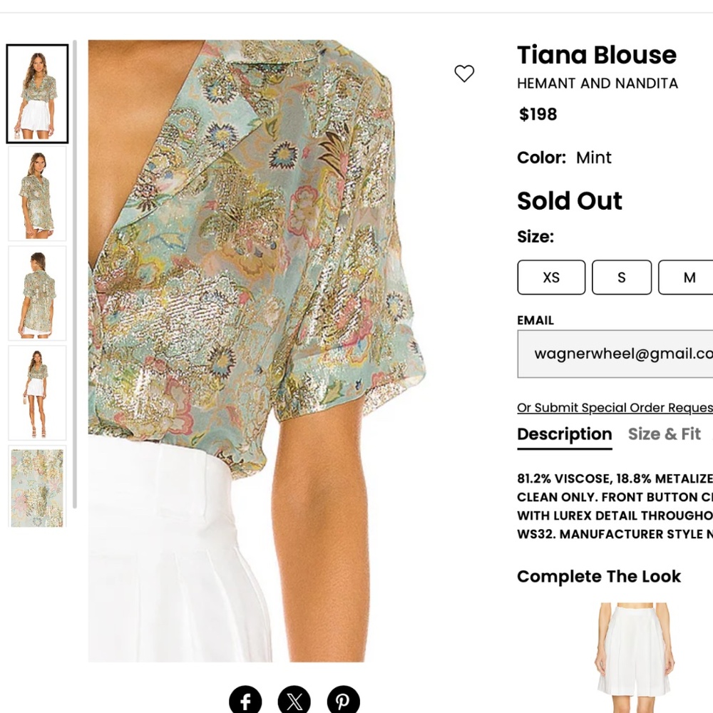 Revolve Hemant and Nandita Tiana Top Multicolor New without tags
